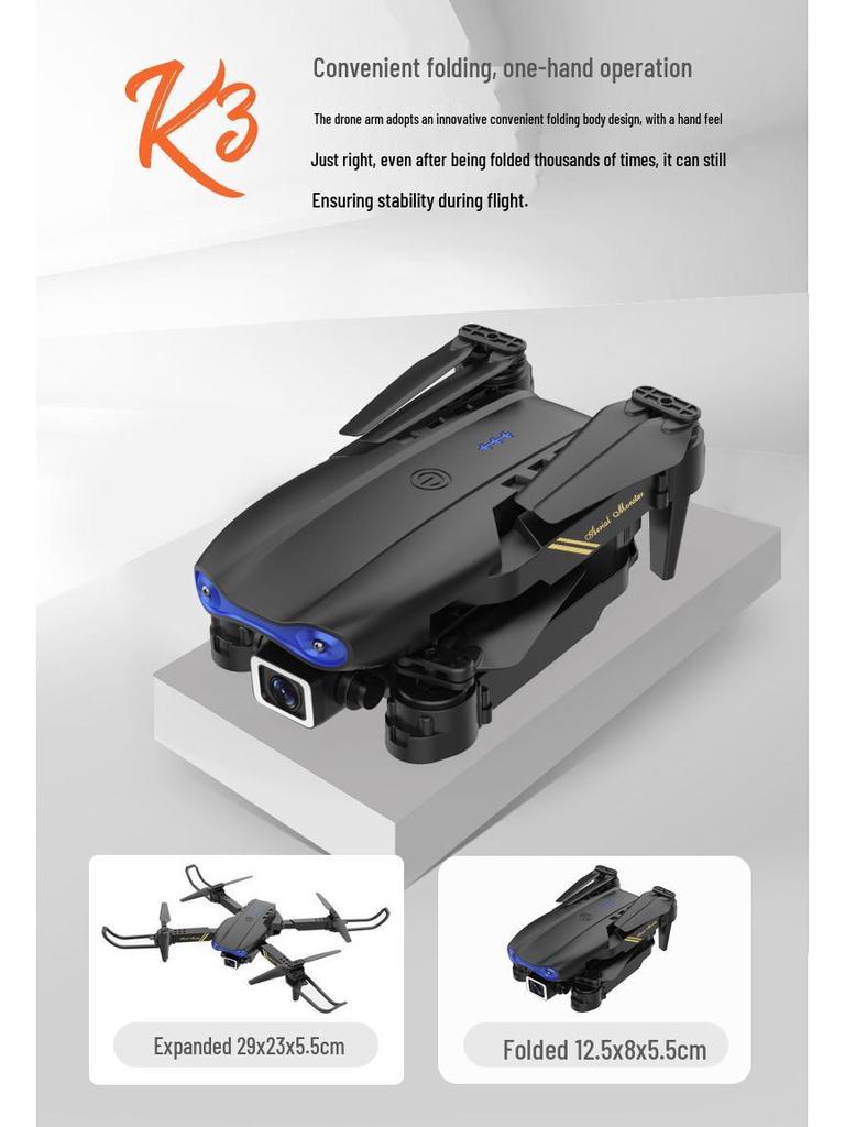 E99 Folding Drone with 4K Dual Cameras: Four-Axis Aerial Photography, Fixed Height, Remote Control Airplane Toy K3.