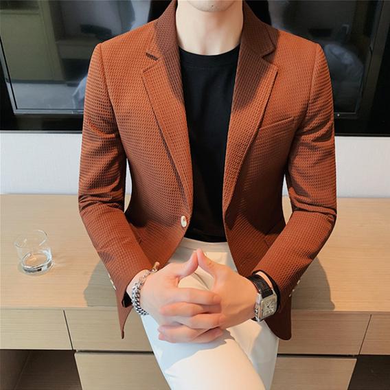 

Мужской осенний повседневный приталенный костюм, пиджак, молодежный пиджак с длинным рукавом и отложным воротником, весенняя куртка XS