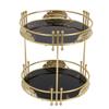 Make-up   Eisen 2-stöckig Hautpflege Aufbewahrung Display-Ständer Badezimmer-Arbeitsplatte   Regal für Schminktisch Schlafzimmer Schwarz Gold