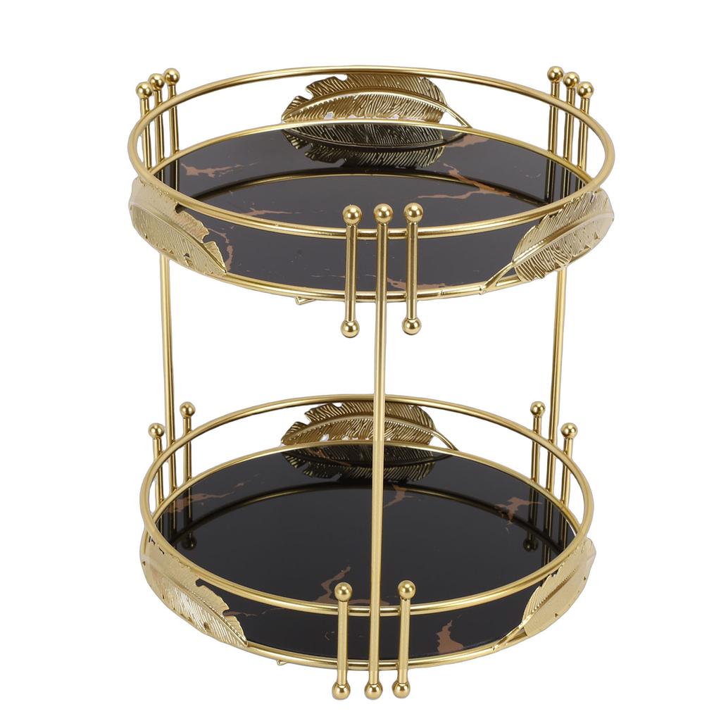 Make-up   Eisen 2-stöckig Hautpflege Aufbewahrung Display-Ständer Badezimmer-Arbeitsplatte   Regal für Schminktisch Schlafzimmer Schwarz Gold