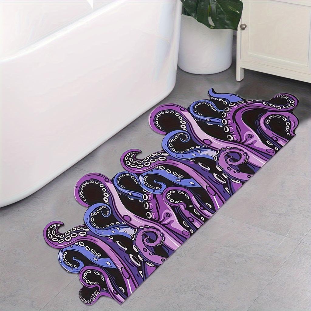 Purple Squid Tail Diatom Soil Mat Bathroom Mat Non-Slip Wear-Resistant Carpet Door Mat Rug For Bedroom Marble Floor Mat