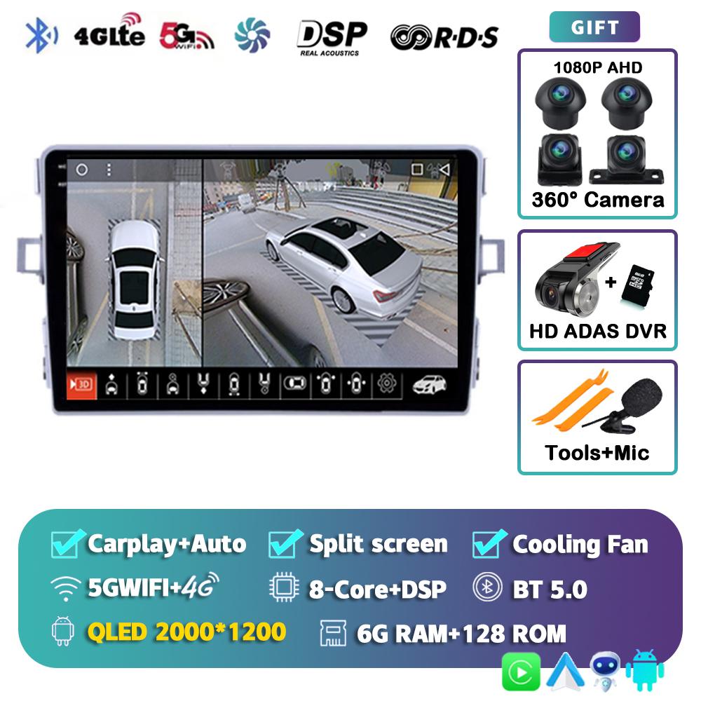 Android 14 Carplay Car Radio For Toyota Verso R20 2010-2013 2014-2016 Multimedia Player GPS Navigation Head Unit 2din Stereo DSP