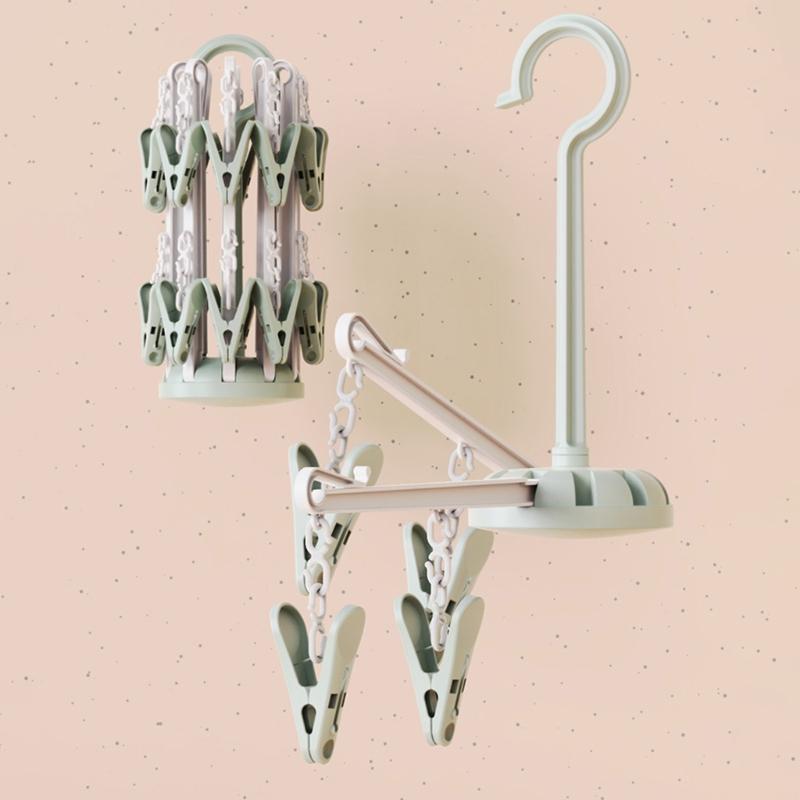 20 Clips Sockenaufhänger mit kompaktem faltbarem Design Praktischer Kunststoff Wäschetroenständer für den Innen- und Außenbereich
