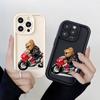 Emery for iPhone 15 ProMax Matte Non-slip Silicone Phone Case Creative Motorcycle Doll Bear
