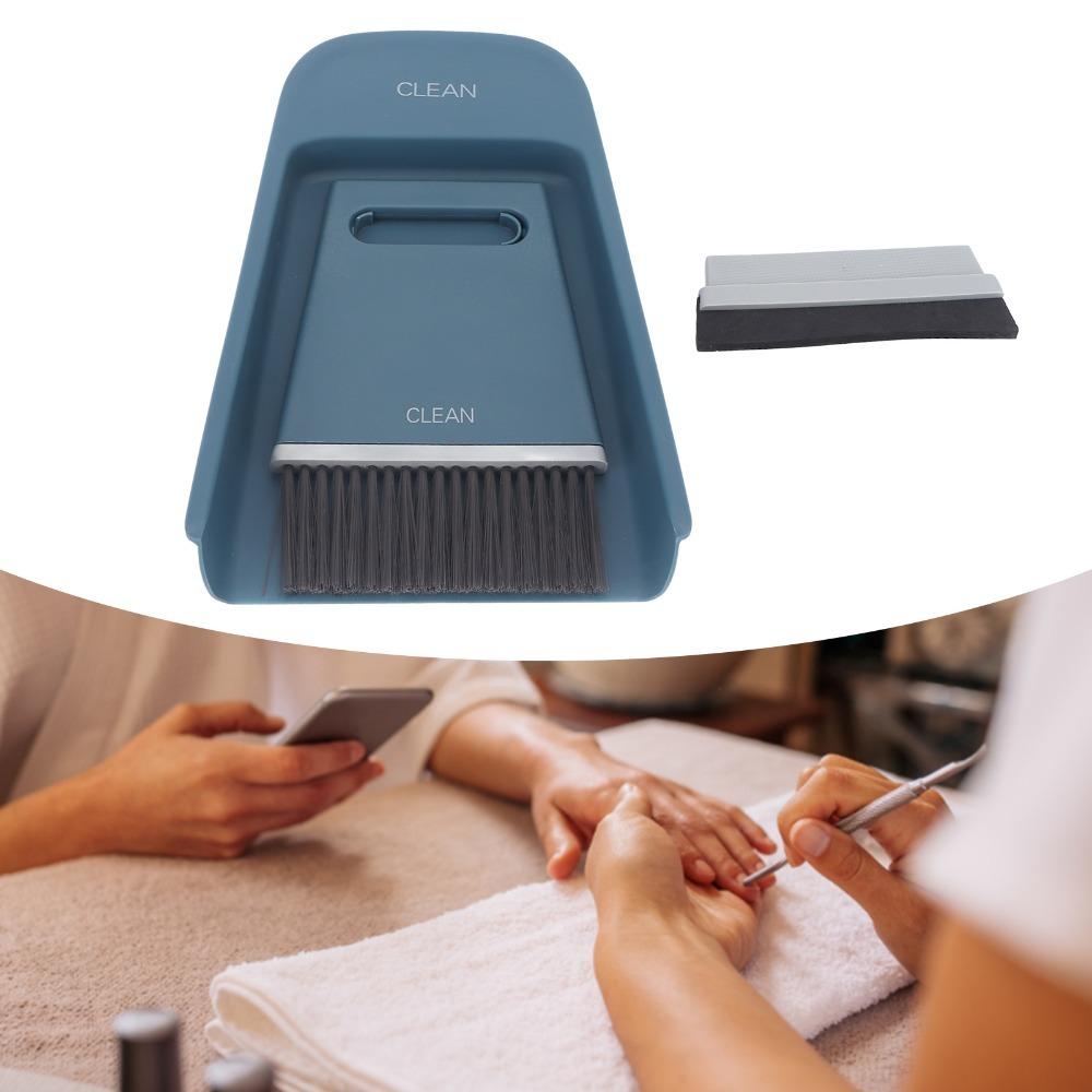 3-Piece Set Sturdy Structure Mini Cleaning Brush Set Small Hand Brush Pan  For Nail Salon синий