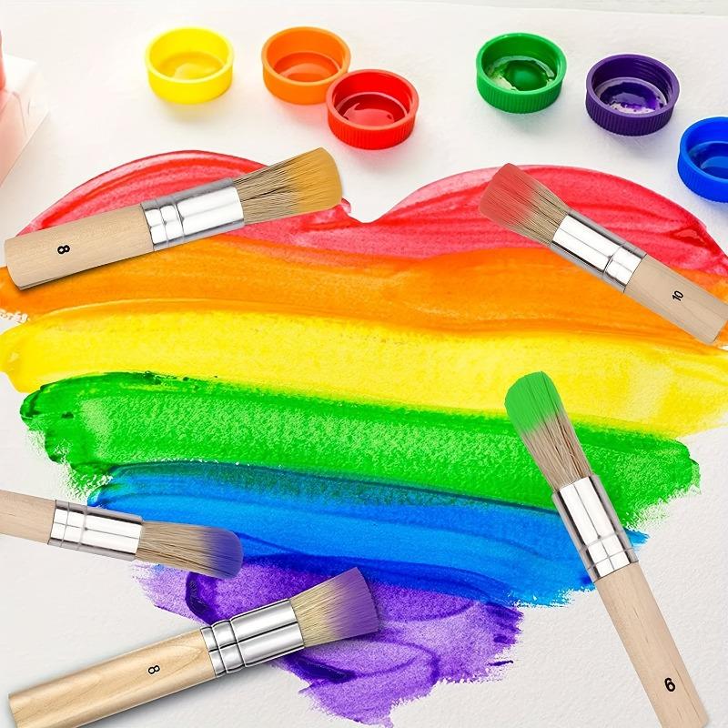 Wooden Template Brush Three Piece Set, Three Sizes of Pure Natural Bristle Paint Brush, Very Suitable for Oil Painting