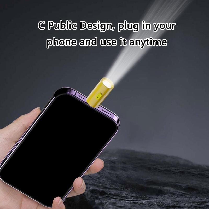 Type-C Mini Flashlight With Lanyard Plug And Play Usb C Emergency Lamp Portable Led Flashlight Outdoor Lighting