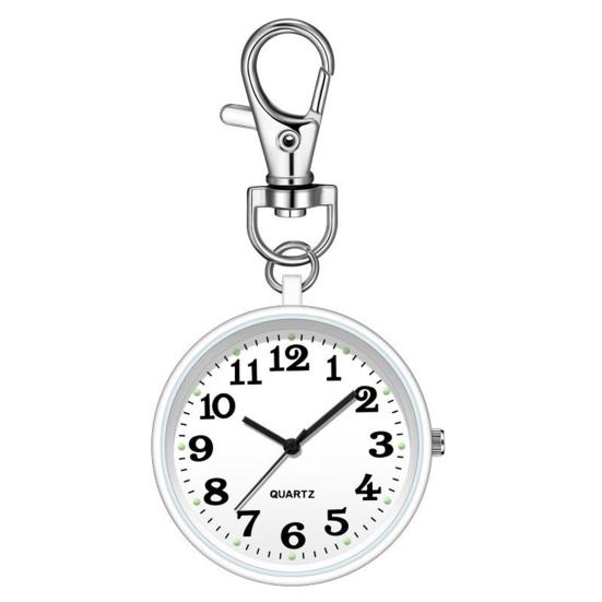 Watch Keychain Circular Dial High Precision Quartz Movement Pointer Silent Watch Compact Hook Keyring Watch