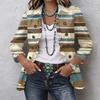 Women's Casual Striped Print Long Sleeve Ruffle Button Down Shirt Jacket for Everyday Wear