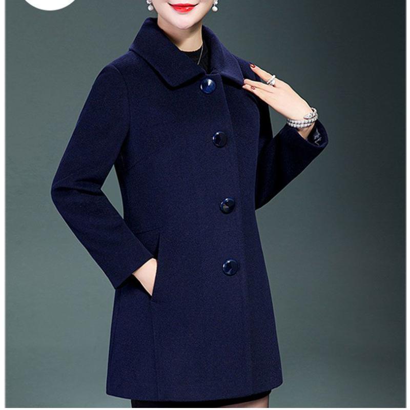 Mother's Plus Size Woolen Coat Middle-aged Elderly Women's Lapel  Thickened Top