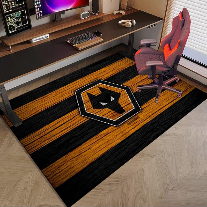 Wolves Football Club Emblem Printed Area Rug for Office, Chair Rug, Decorative Carpet Floor Mat, Large Size Fan Gifts Christmas Gifts