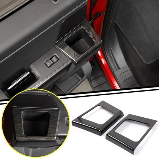 Rear Door Handle Cup Holder Storage Panel Trim Cover For Ford F150 21+Black Wood