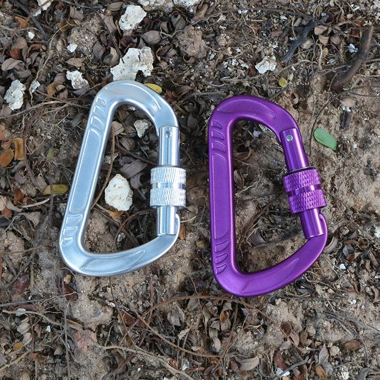 Small Branded Galvanized Aluminum Alloy Carabiner-Safety Screw Lock Snap Clip Heavy Duty for Industry Outdoor Use Dog Leash