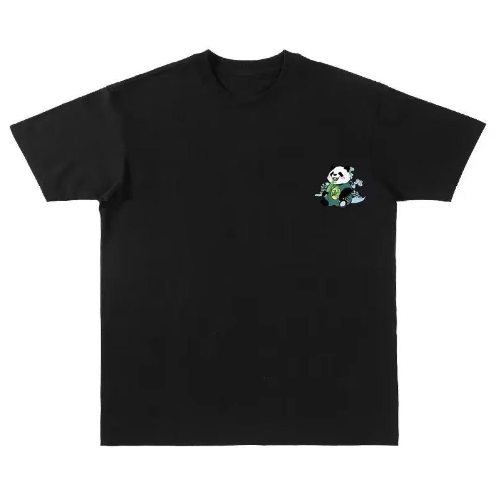 M-8XL Men Oversized T-shirt Korean Casual Loose Style Chinese Style Panda Print T-shirt Suitable for Both Men and Women