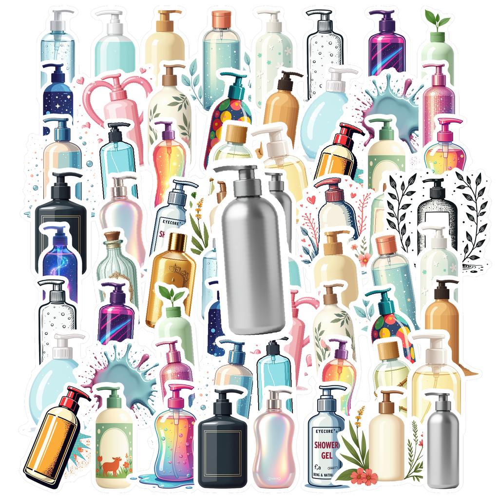 35pcs Personal Care Bottle Stickers Cartoon Bathroom Bottles Decals Laptop Phone Guitar Bike Skateboard Stationery Stickers