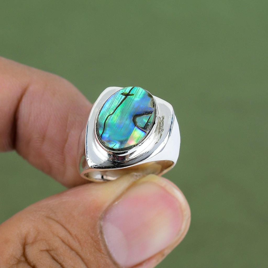 Abalone Shell Ring 925 Sterling Silver Ring Beautiful Gemstone Jewelry Handmade Latest Design Ring Brand New Jewelry Available In Ring Size