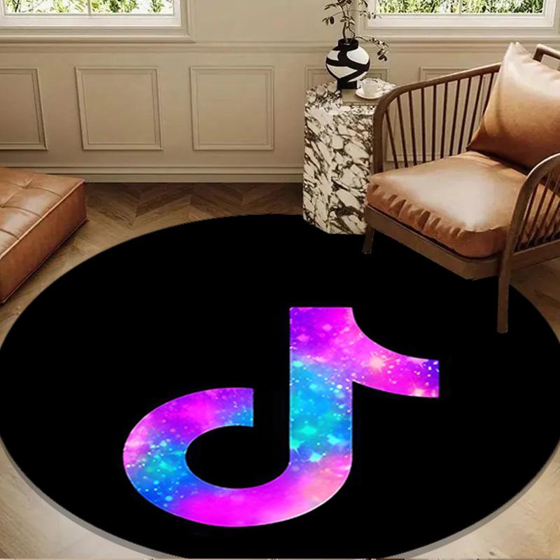 Neon music note Round Rug for Livingroom,Bedroom, Palyroom, Chair Rug, Area rug, Circle Carpet, Large Size Fan Christmas gift