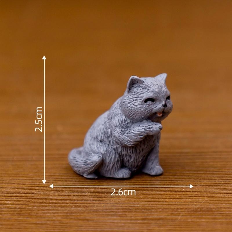 12PCS Simulation Resin Cats Model Figurine Safe Desktop Ornament Accessories For Creative Garden Landscape Display