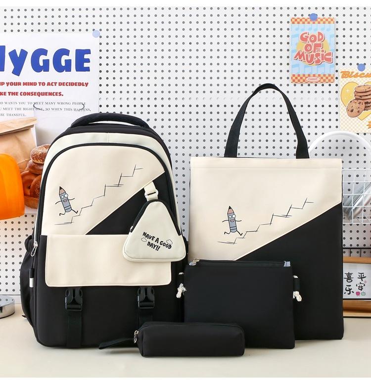 

Новый рюкзак для средней школы, легкий, для девочек начальной школы, с высокой ценностью, простой, большой вместимости чёрный