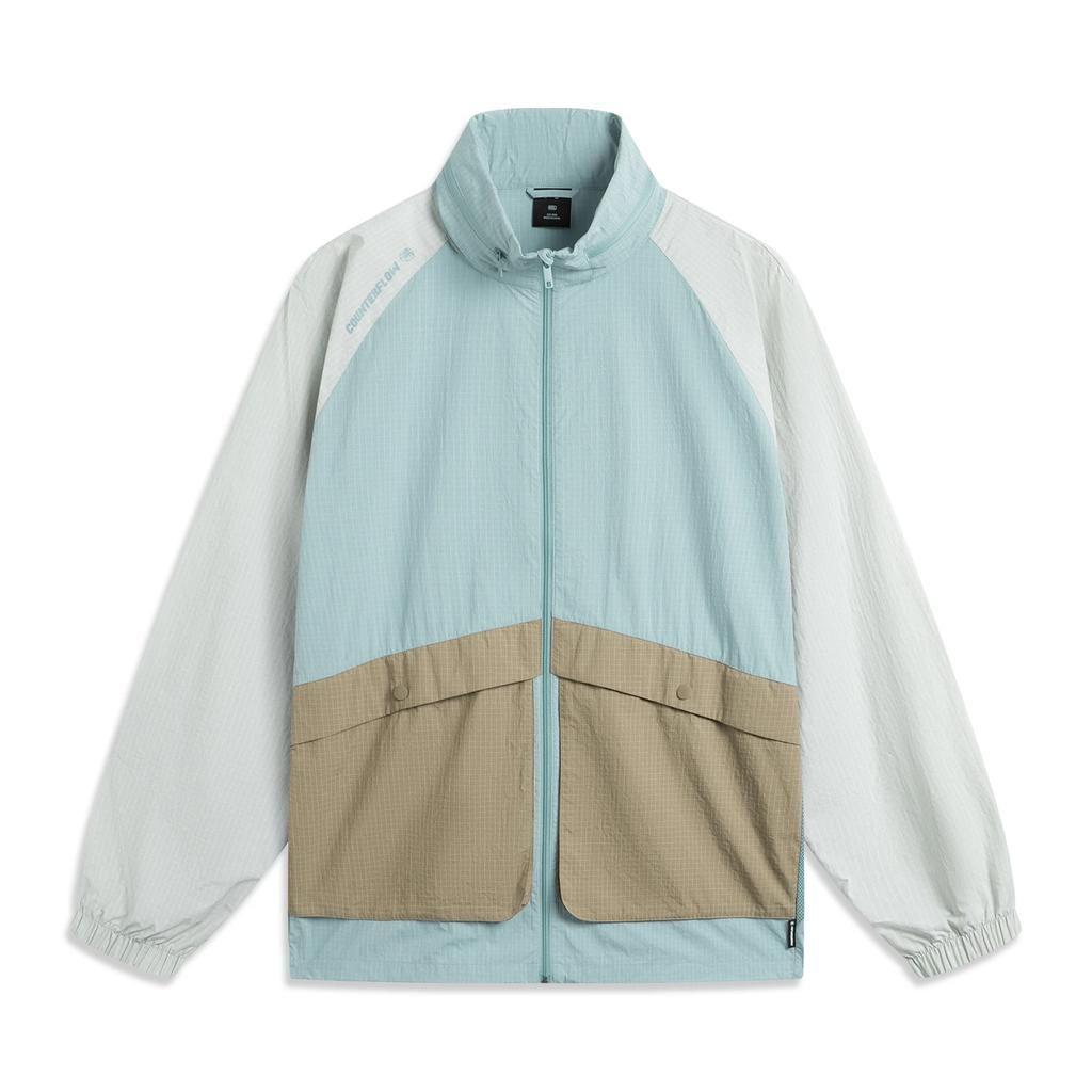 Li Ning CF Color Block Zipper Stand Collar Versatile Casual Loose Sports Windbreaker Men Outerwear AFDV351-4