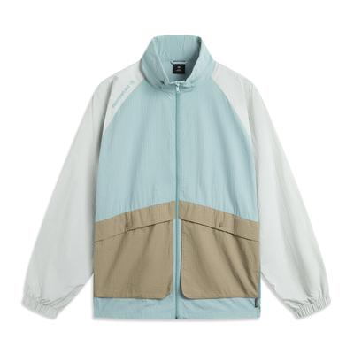 Li Ning CF Color Block Zipper Stand Collar Versatile Casual Loose Sports Windbreaker Men Outerwear AFDV351-4