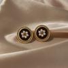 Simple female retro pearl flower light luxury niche temperament high design stud earrings stall