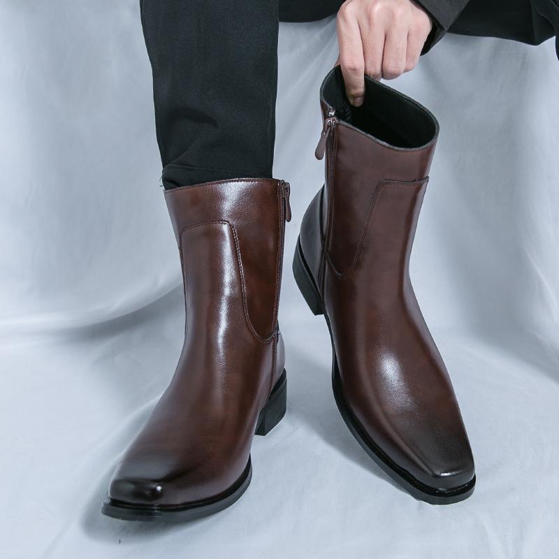 

Мужские кожаные туфли высокие кожаные ботинки британские ботинки Мартина корейская версия остроносые челси повседневные модные туфли модельные туфли 45