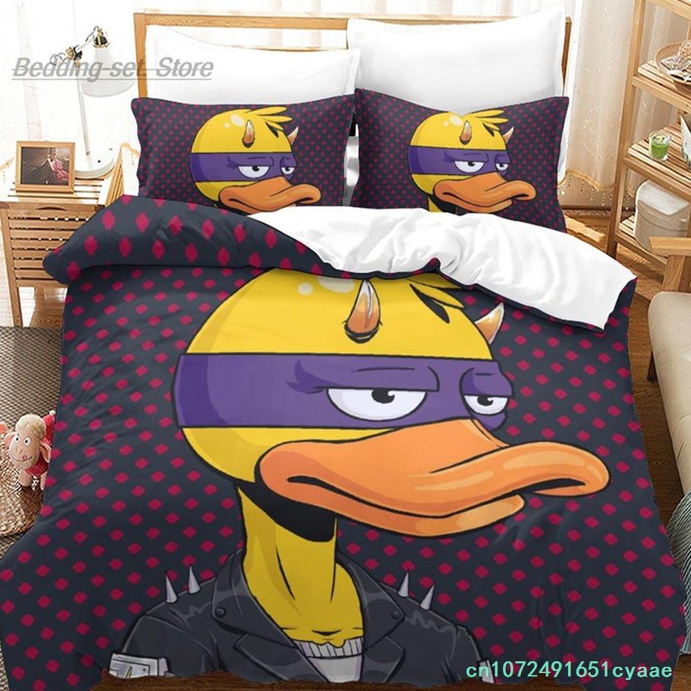 Quackity Duck Bedding Set Single Twin Full Queen King Size Bed Set Aldult Kid Bedroom Duvetcover Sets 3D Anime Bed Sheet Set