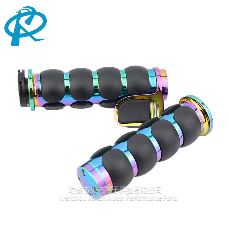 Chrome Zinc Alloy Motorcycle Handlebar Grips 22mm 25mm Retro Style Colorful Universal Fit Scooter Bike