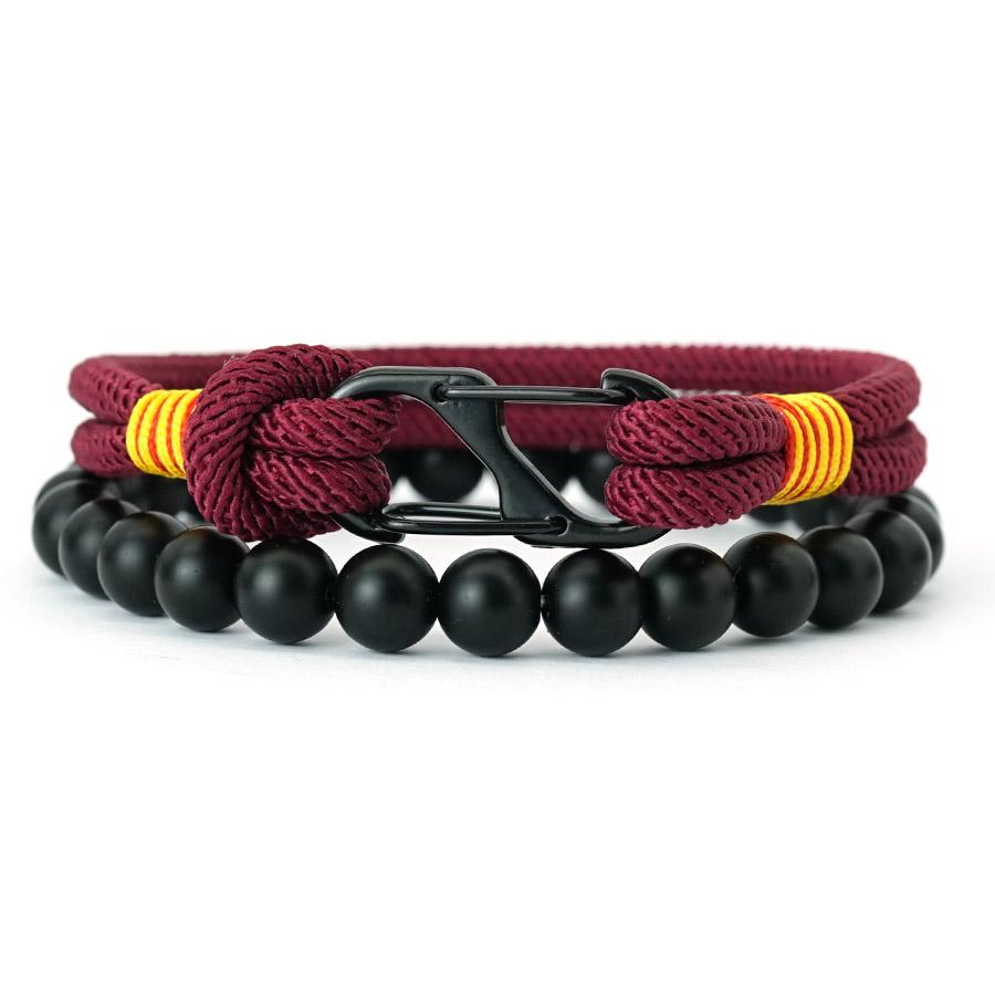 Stylish Men Bracelet Set Selected High Quality 4mm Rope 5 Colors Options 8mm Matte Strand Braslet Casual Wrist Accessories Homme