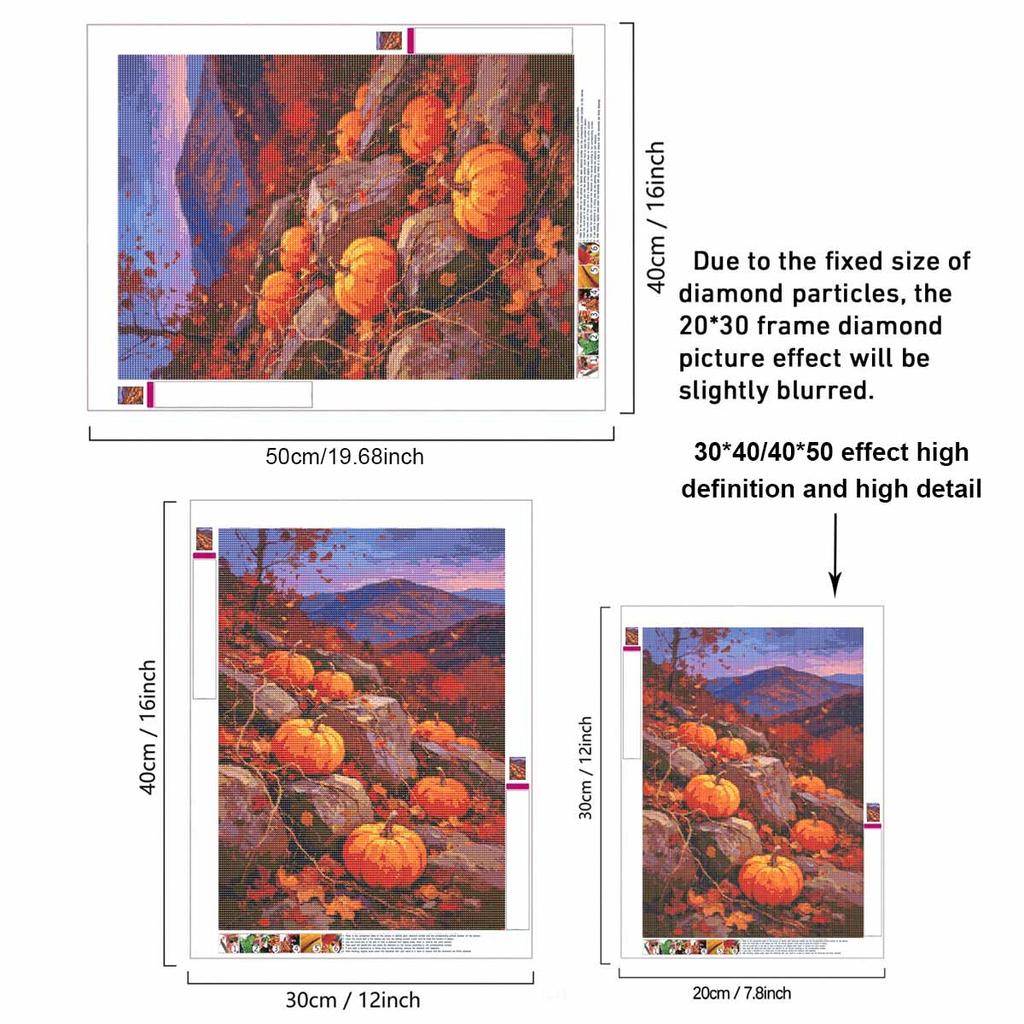 5D Diamond Painting Kit Autumn Pumpkin Harvest Full Drill Canvas Art DIY Rhinestone Craft for Modern Wall Decor