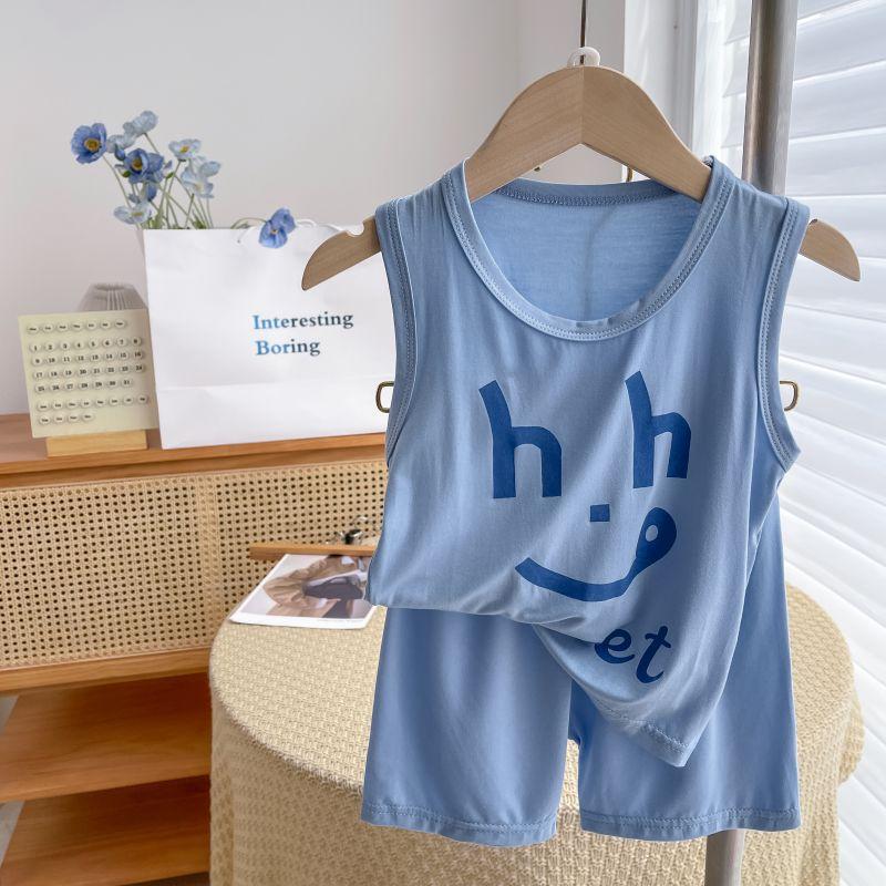 Children's Vest Set Summer Thin Sleeveless Shorts Two-piece Set Cool and Breathable T-shirt Soft Waxy Children's Clothing