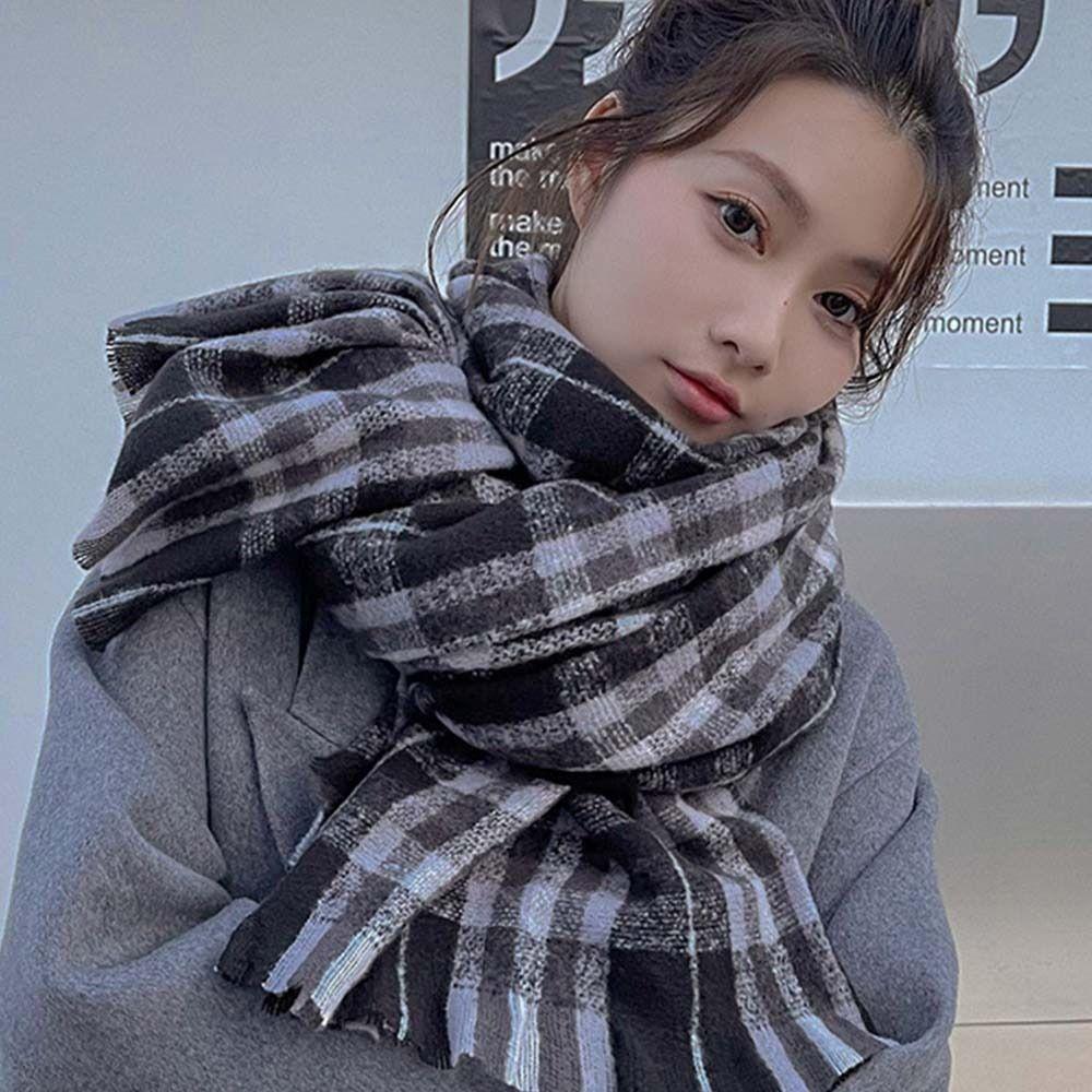 Cashmere Shawl Plaid Wool Scarf Wool Scarves Cape Wraps Retro Winter Cashmere Scarves Student