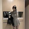 Pure Desire Spice Girl Turtleneck Versatile Long-sleeved Dress Women's Autumn and Winter New Waist Fluffy Skirt, Thin Bottom Skirt Short Skirt