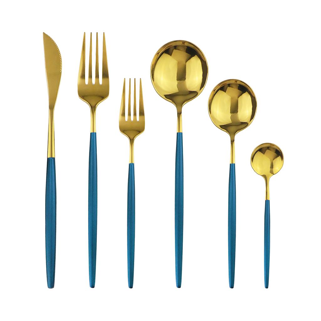 6 ks Bílé zlato Sada zrcadlových příborů Nůž Vidlička Kávová lžička Sada příborů Sada nádobí z nerezové oceli Sada kuchyňského nádobí Sada příborů