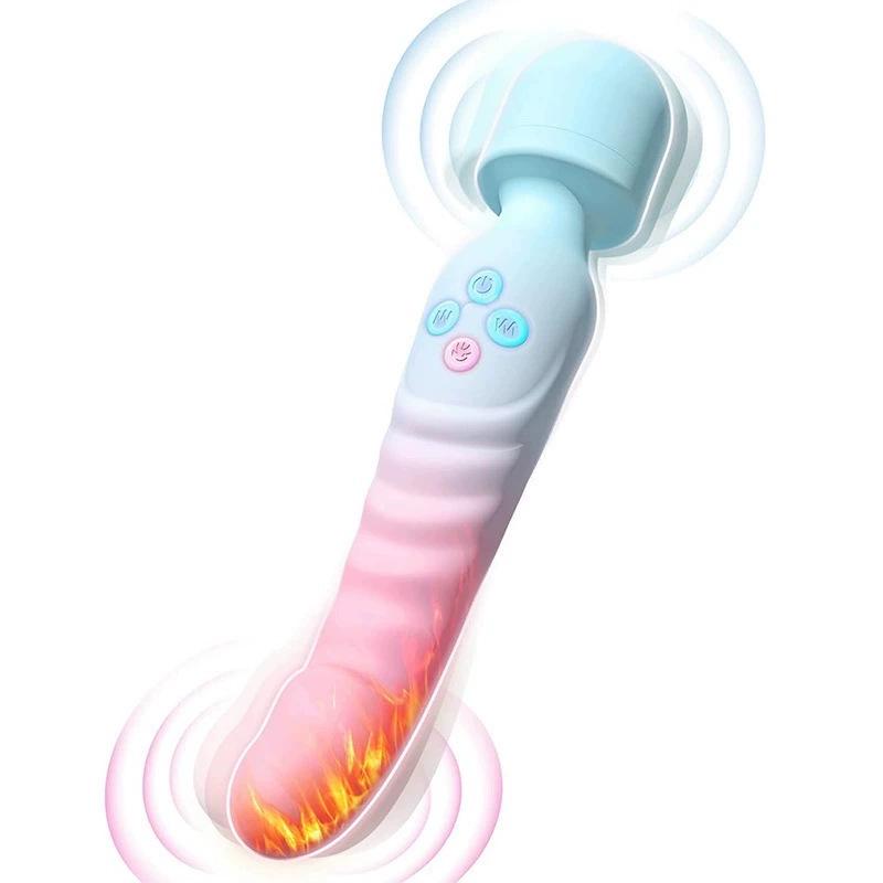AV Dual-Head Heated Silicone Vibrator with Charger - Female Adult Erotic Massager