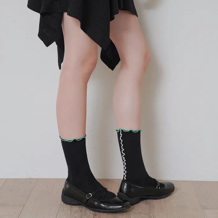 Two-way Ruffle Crew Socks