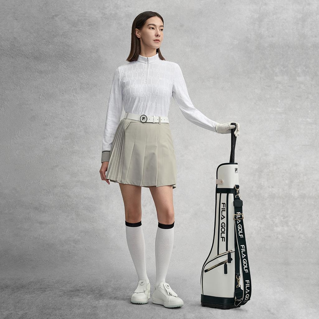 FILA Golf Series Simple Sports Casual Training Golf Versatile Comfortable Quality Half-Zip Printed Knitted Long Sleeve T-Shirt A11W615202FWT