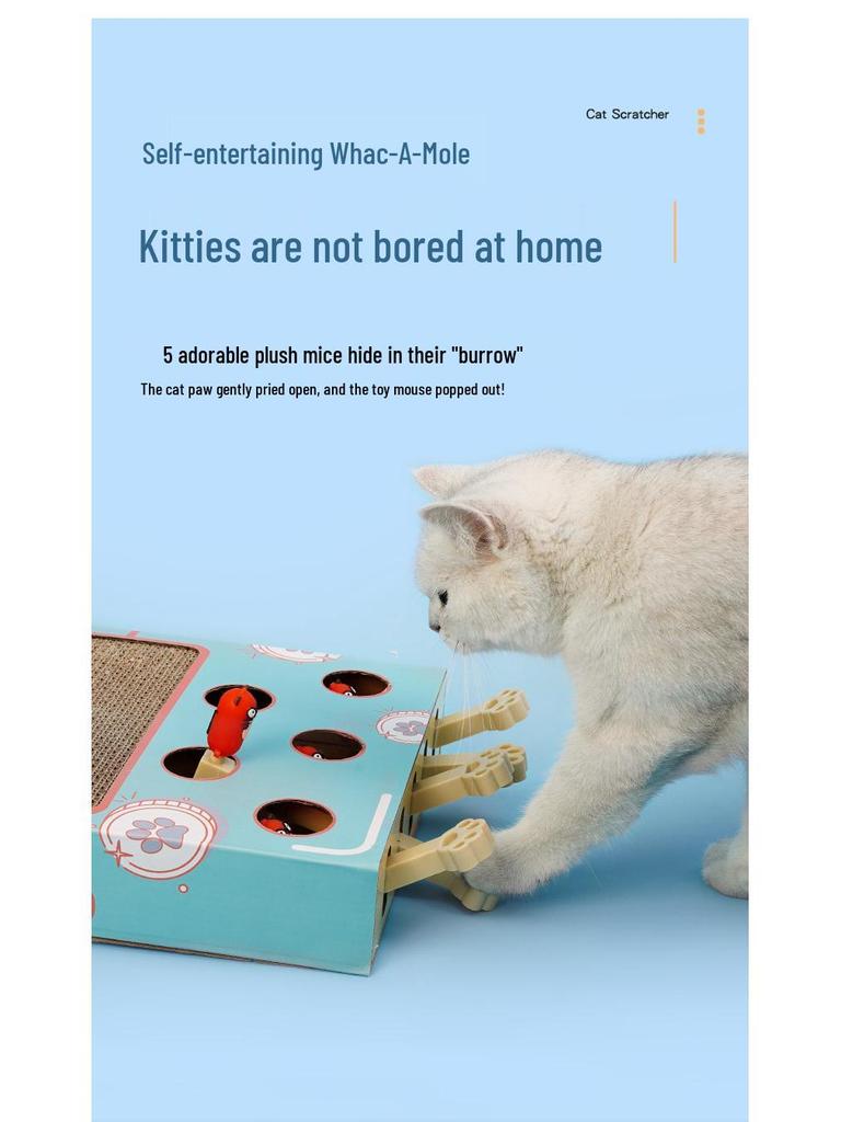 Five-Hole Cat Scratcher & Teaser with Corrugated Paper for Claw Grinding
