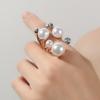 2025 New Pearl Knuckle Open Rings for Women Multi Imitation Pearl Beads Crystal Engagement Rings Fingers Zircon Bague Femme