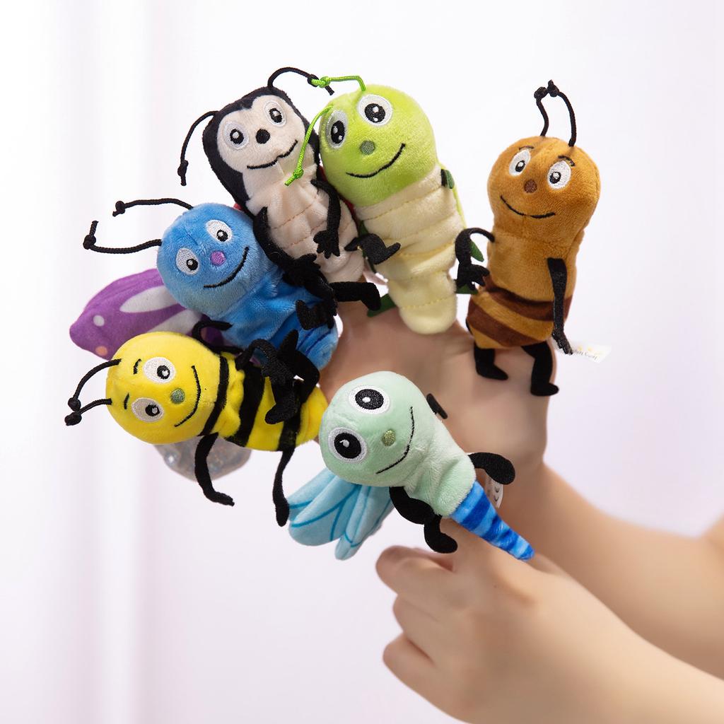 Kawaii Cartoon Plush Finger Puppet Insect Ocean Animal Human Butterfly Bee King Queen Princess Tell Story Interactive Prop