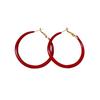 Ankara Red Silver Needle Drip Oil Hoop Earrings: Women's Retro Hong Kong Style, Versatile, with a Unique Design.