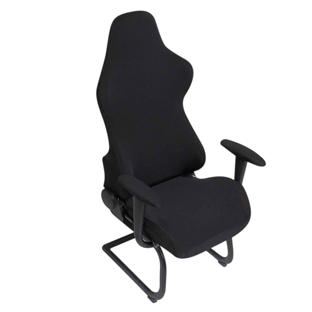 BTSKY Ergonomic Office Computer Gaming Chair Elastic Polyester Cover for Reclining Racing Durable and Black Slipcover, Removable, (No Chair)