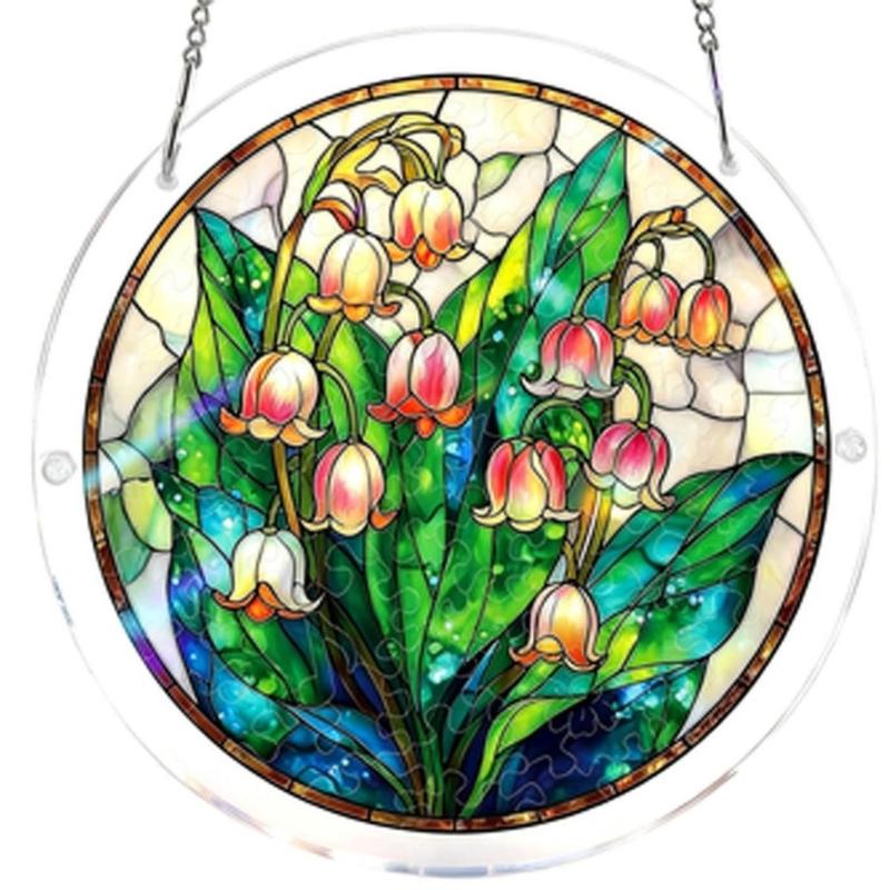 Puzzle Sun Catcher Stained Glass Window Hangings Acrylic Suncatchers Decors for Home Garden Ornament Housewarmings Gift
