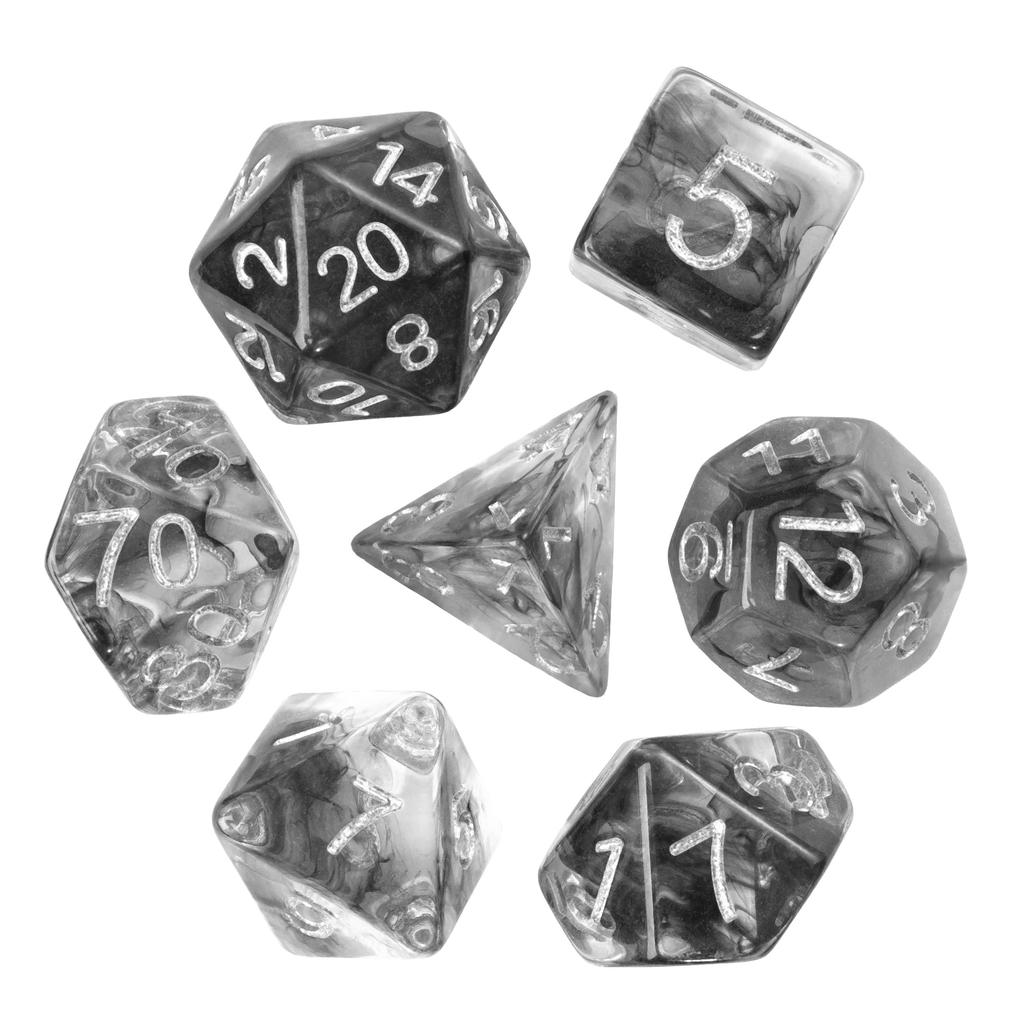 Cusdie D&D Rauchwürfel Dungeons and Dragons 7 mehrseitiges Würfelset D4 D6 D8 D10 D% D12 D20 für Rollenspiele Brettspiele