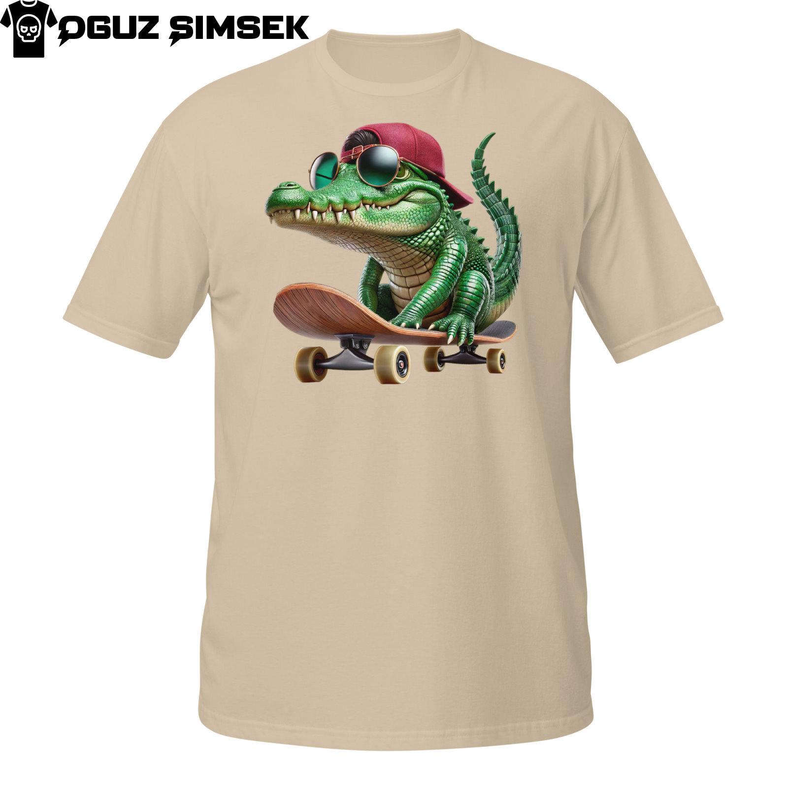 Unisex Basic Softstyle T-Shirt Mens Womens Tees Top | Skateboarding Crocodile Graphic | Gildan S