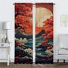 Kitchen Curtains for Living Room Curtain Sun Moon and Tree Home Interior Curtains 2 Pieces Shades Tulle for Bedroom Partition