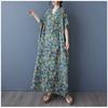 Women's Vintage Long Dress with Cotton and Linen Patterns