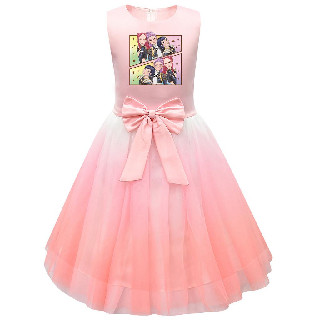 

Детское платье принцессы POP Суперзвезда с принтом Руми, с бантом, без рукавов, сетчатая пачка 150cm