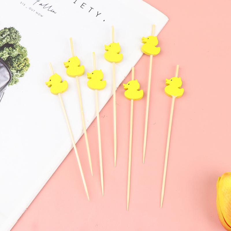 100 Pcs Disposable Bamboo Picks Food Fruit Cocktail Handmade Toothpicks
